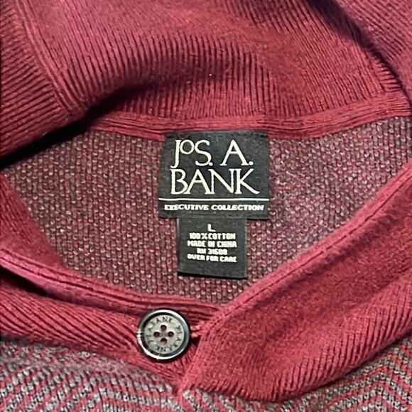 Jos A Bank Red Executive Collection Shawl Collar Men's Sweater Size Large Casual - Picture 6 of 6